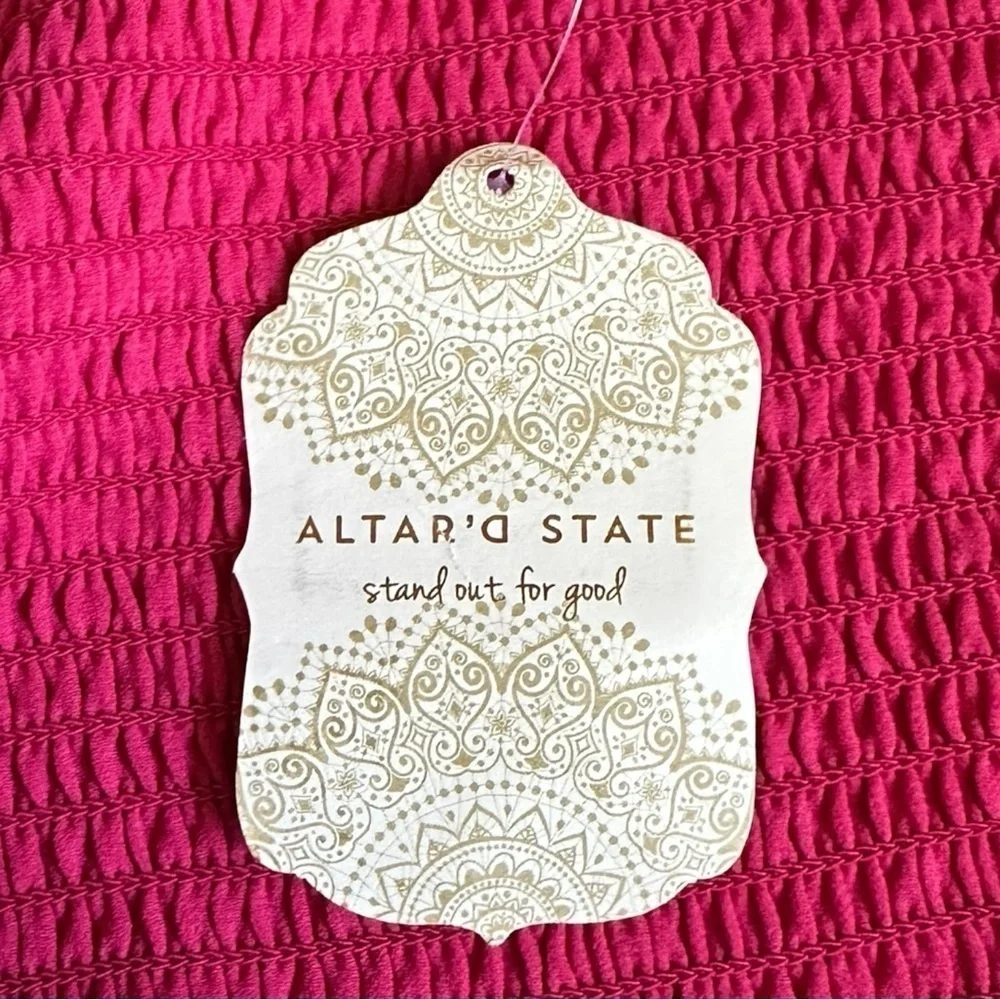 Altar’d State NWT XXL Pink Puff Sleeve Mini Dress Chiffon A-Line Barbiecore